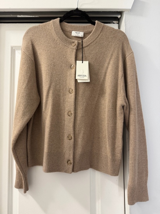 Aritzia Sweaters - Aritzia Beige/Taupe Button-Front Crewneck Cardigan